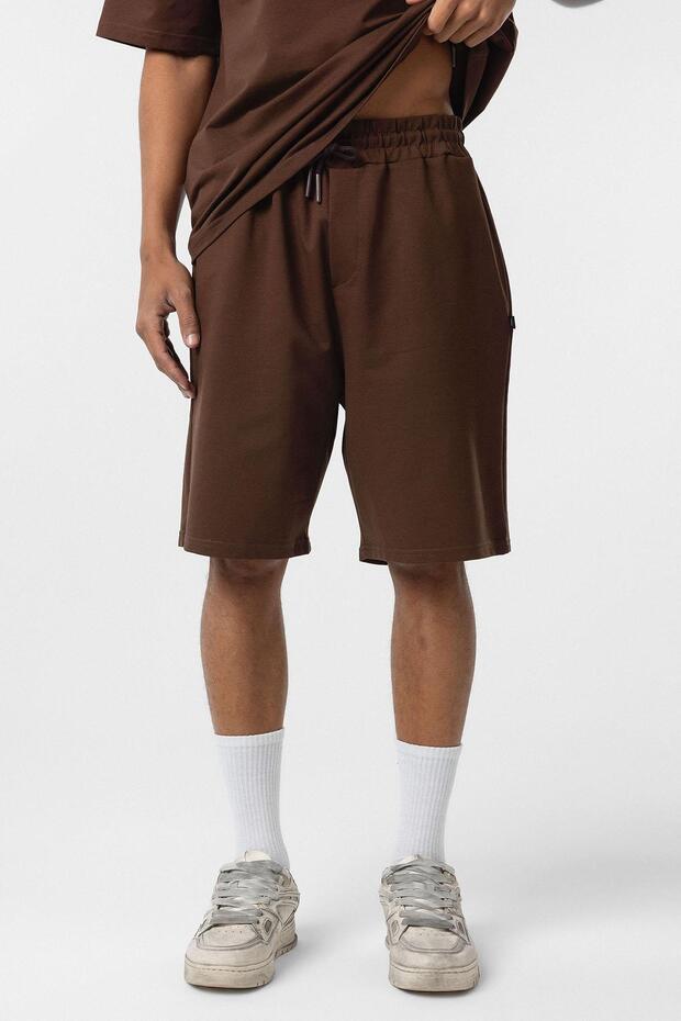 Basic Oversize Şort Takım Kahve - 6