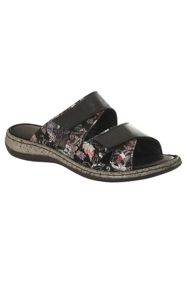 25Y Nbl03 Black Women's Genuine Leather Daily Slippers