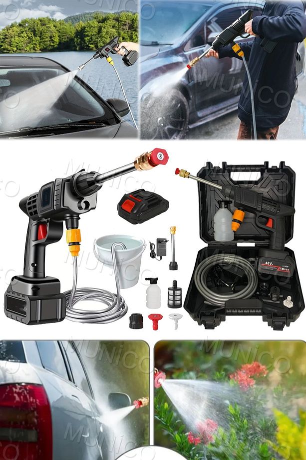 Kablosuz Araba Yıkama Makinesi Yüksek Basınçlı Küçük Otomatik Su Tabancası Ev Şarj Edilebilir Yıkama - 2