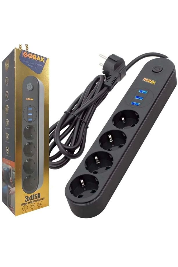 Gobax No:101 Akim Korumali 3usb Port Girişli 4 Lü Priz 2mt - 1