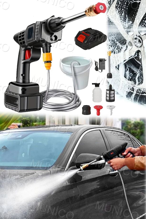 Kablosuz Araba Yıkama Makinesi Yüksek Basınçlı Küçük Otomatik Su Tabancası Ev Şarj Edilebilir Yıkama - 7