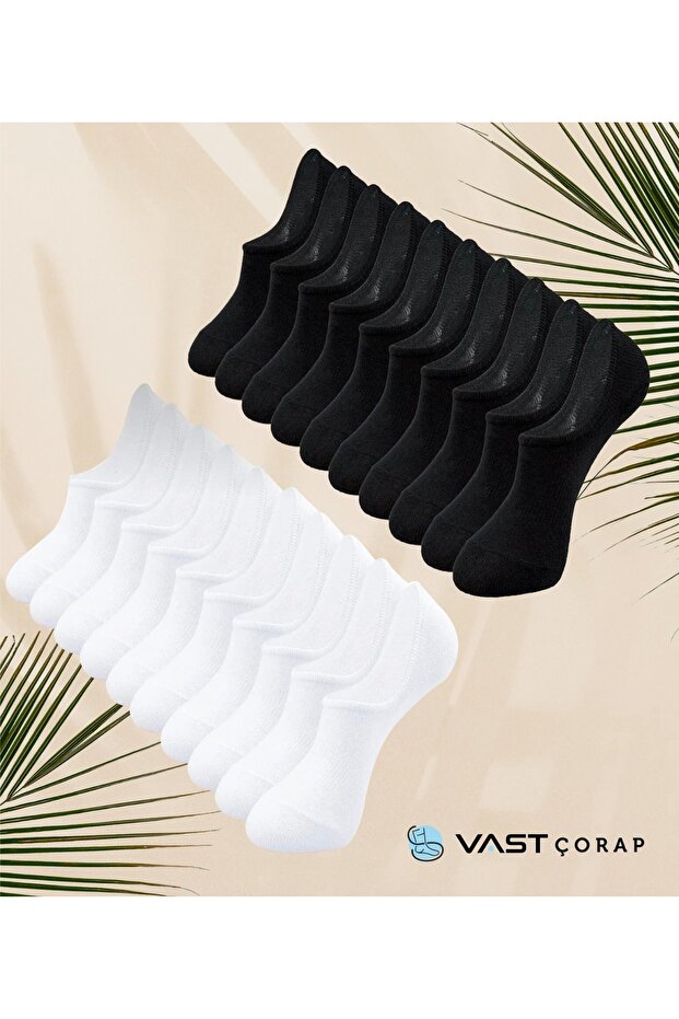 20 Pairs Cotton Invisible Sneaker Socks 10 Pairs Black Pair 10 White - Men's and Women's Ankle Socks