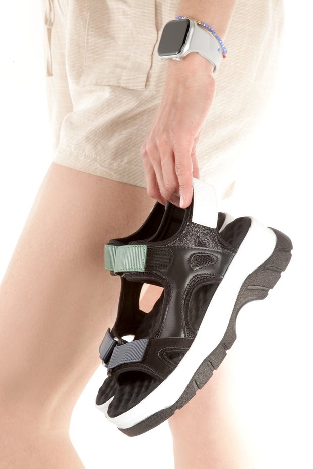Bernis Black Green Navy Blue Velcro Lightweight Massage Sole Sports Sandals