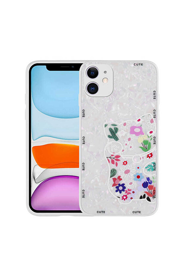 حافظة مماثلة من السيليكون الصلب المتوافق مع هاتف iPhone 11 - White Cat - 1