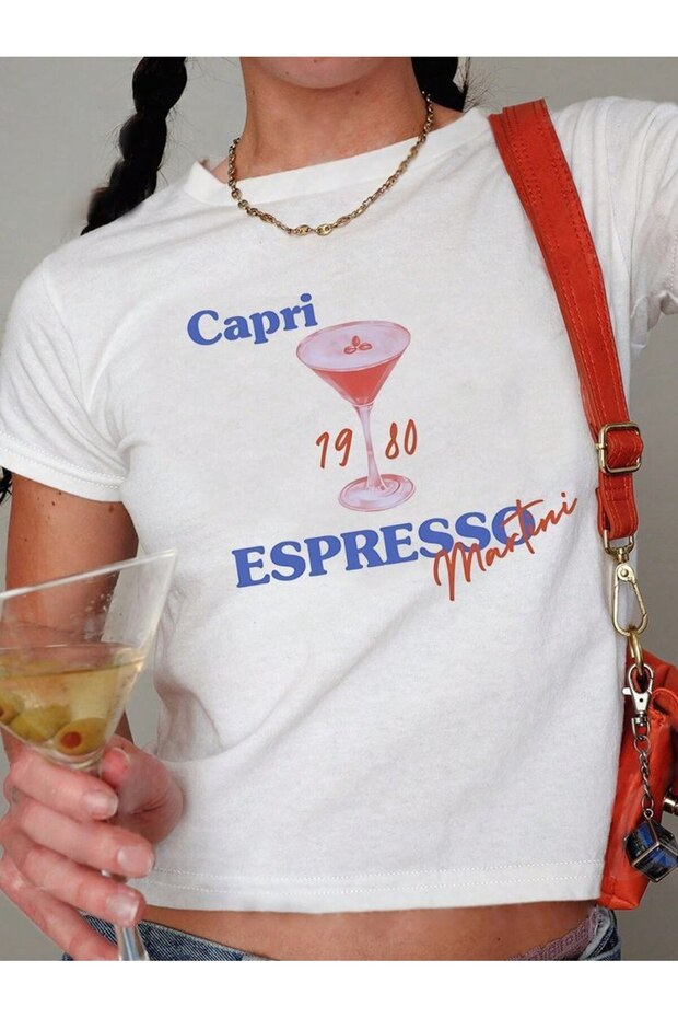 White Baby Tee Top Waist Boy Crop T-Shirt Lycra Dtf Printed