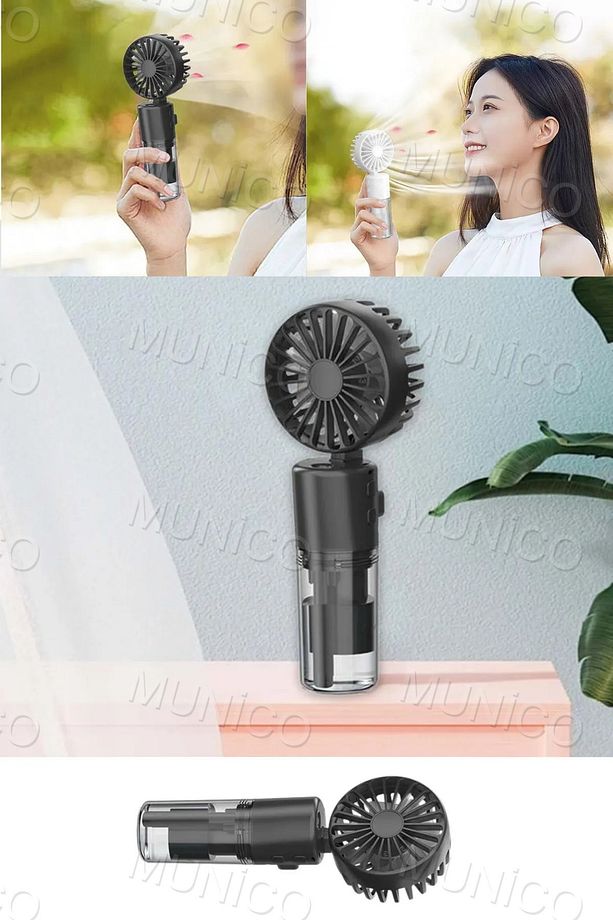 Elle Tutulabilir Taşınabilir Buharlı Vantilatör Mini Fan 4 Hız Ayarı, Şarjlı Buharlı Vantilatör Fan - 3