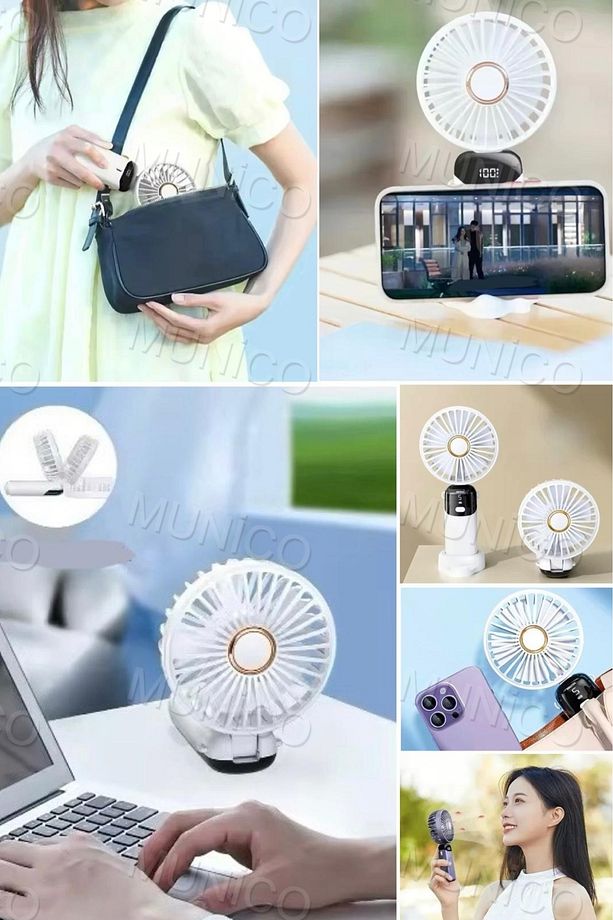 Mini El USB Fan Akıllı LED Dijital Ekran ile Taşınabilir Sessiz Katlanabilir Şarj Edilebilir Fan - 8