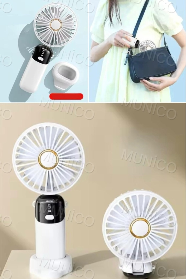 Mini El USB Fan Akıllı LED Dijital Ekran ile Taşınabilir Sessiz Katlanabilir Şarj Edilebilir Fan - 2