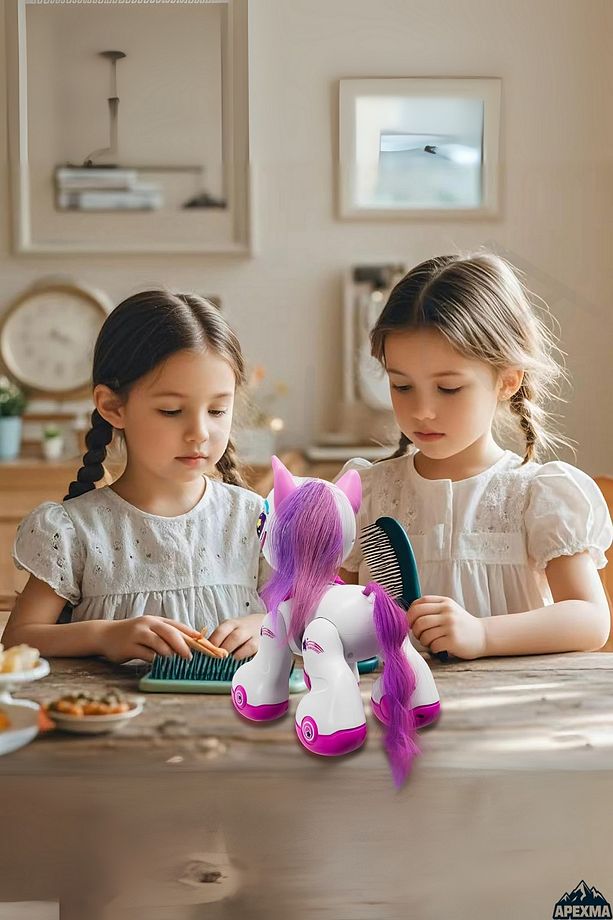 Oyuncak Uzaktan Kumandalı Sesli Işıklı Müzikli Pilli Dokunma Sensörlü İnteraktif Robot Unicorn At - 8