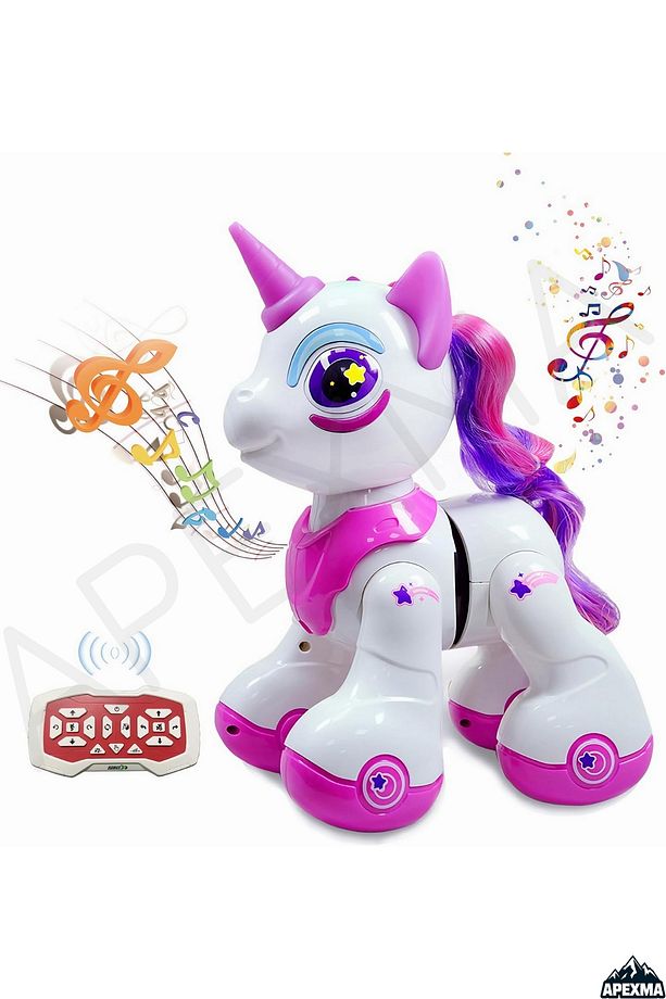 Oyuncak Uzaktan Kumandalı Sesli Işıklı Müzikli Pilli Dokunma Sensörlü İnteraktif Robot Unicorn At - 1