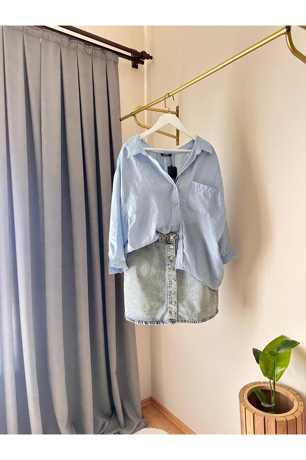 DÜŞÜK OMUZLU OVERSİZE GÖMLEK - 2