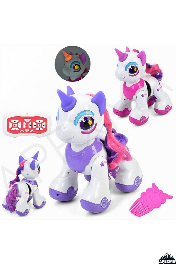 Oyuncak Uzaktan Kumandalı Sesli Işıklı Müzikli Pilli Dokunma Sensörlü İnteraktif Robot Unicorn At - 6