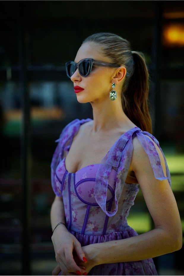 Monargue Mor Midi Elbise - 2