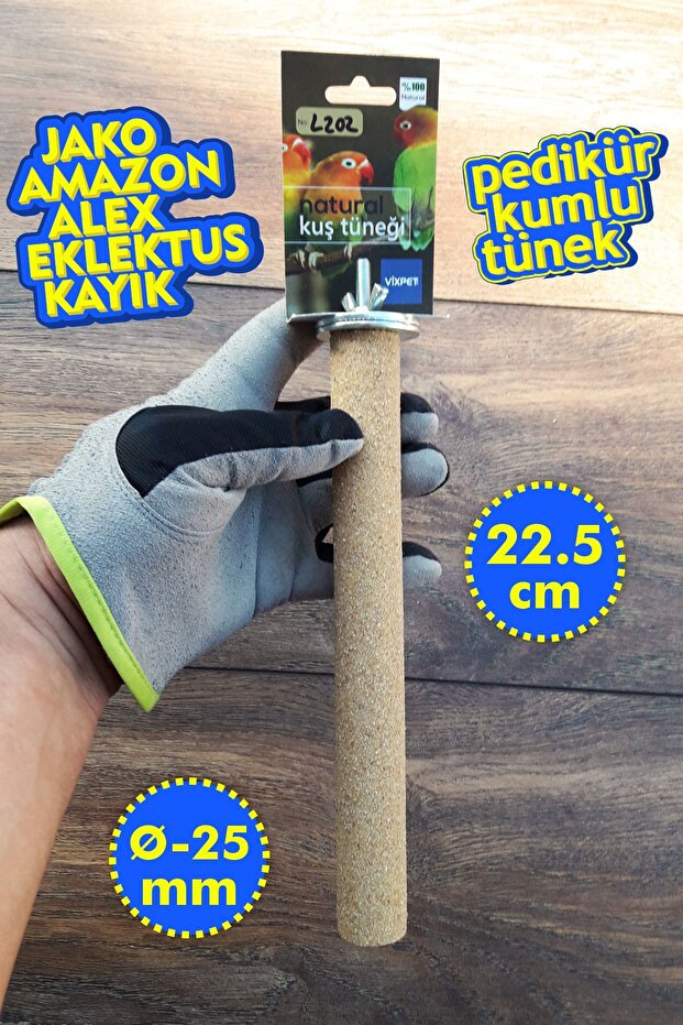 Venty 22.5 cm - Diameter 25 mm Sandy Pedicure Parrot Perch - Jako, Amazon, Eblectus, Kayak, Alex, Konur