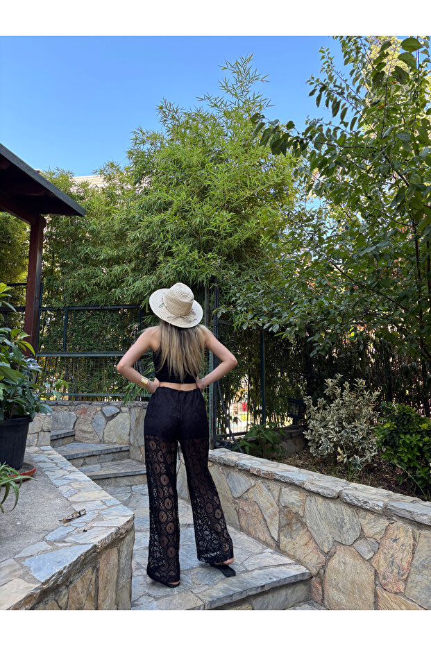 Kendinden Şortlu Dantel Pantolon - 3