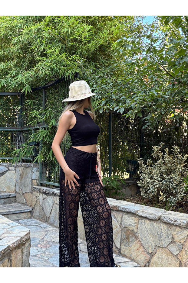 Kendinden Şortlu Dantel Pantolon - 2