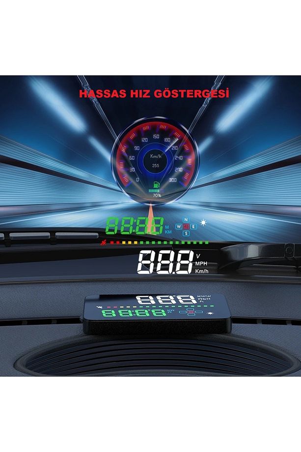 HUD HIZ,SICAKLIK GÖSTERGELİ HEAD UP DİSPLAY OBD 2 GİRİŞİ OLAN TÜM ARAÇLARA UYUMLU - 7