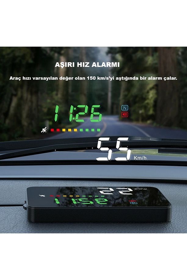 HUD HIZ,SICAKLIK GÖSTERGELİ HEAD UP DİSPLAY OBD 2 GİRİŞİ OLAN TÜM ARAÇLARA UYUMLU - 6