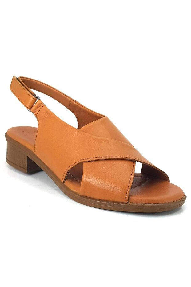 24026025Y Women's Genuine Leather Low Heel Sandals