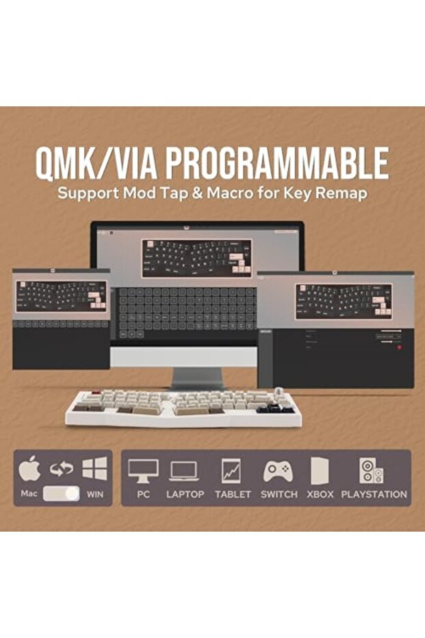 Alice 66 Wireless Gaming Keyboard, Alice Layout QMK/VIA Programmable Mechanical Keyboard, B - 6