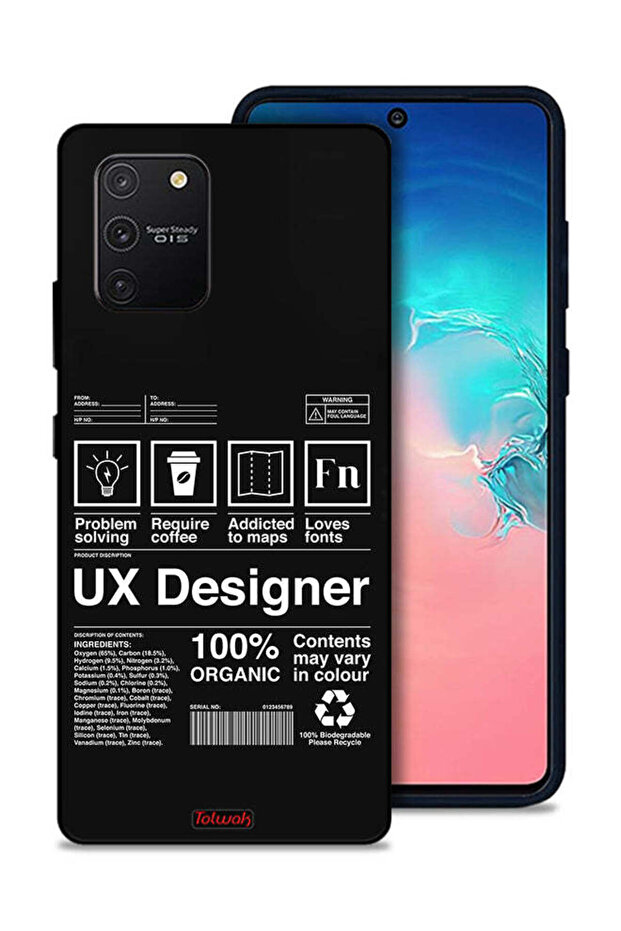 غطاء حماية لهاتف سامسونج جالاكسي S10 لايت، ملصق مصمم UX