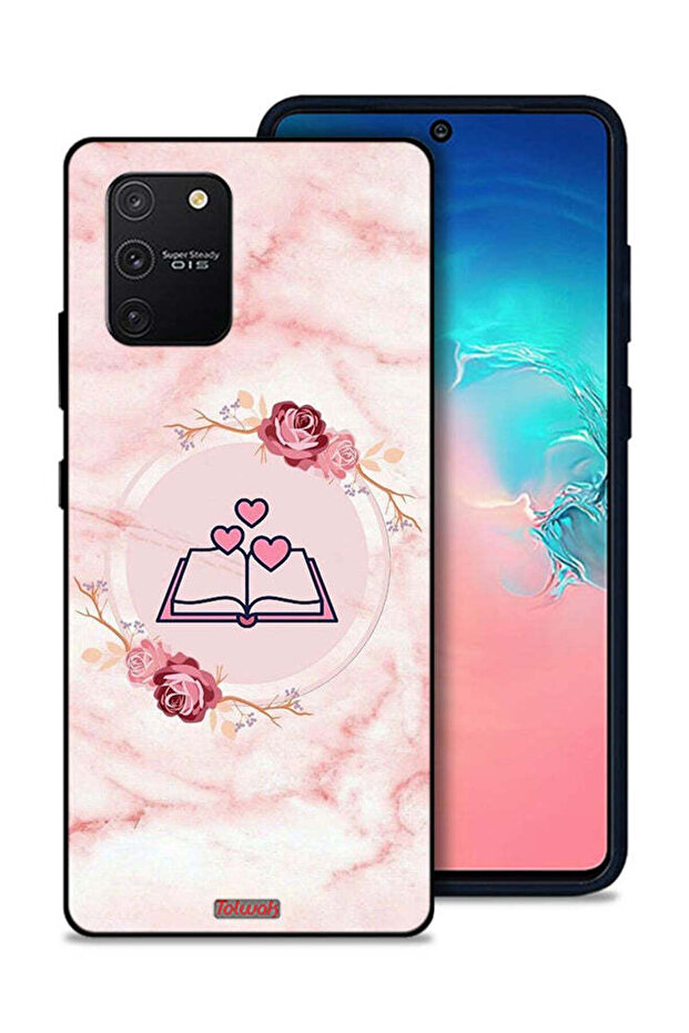 غطاء حماية لهاتف سامسونج جالاكسي S10 لايت بتصميم ثلاثة قلوب على كتاب