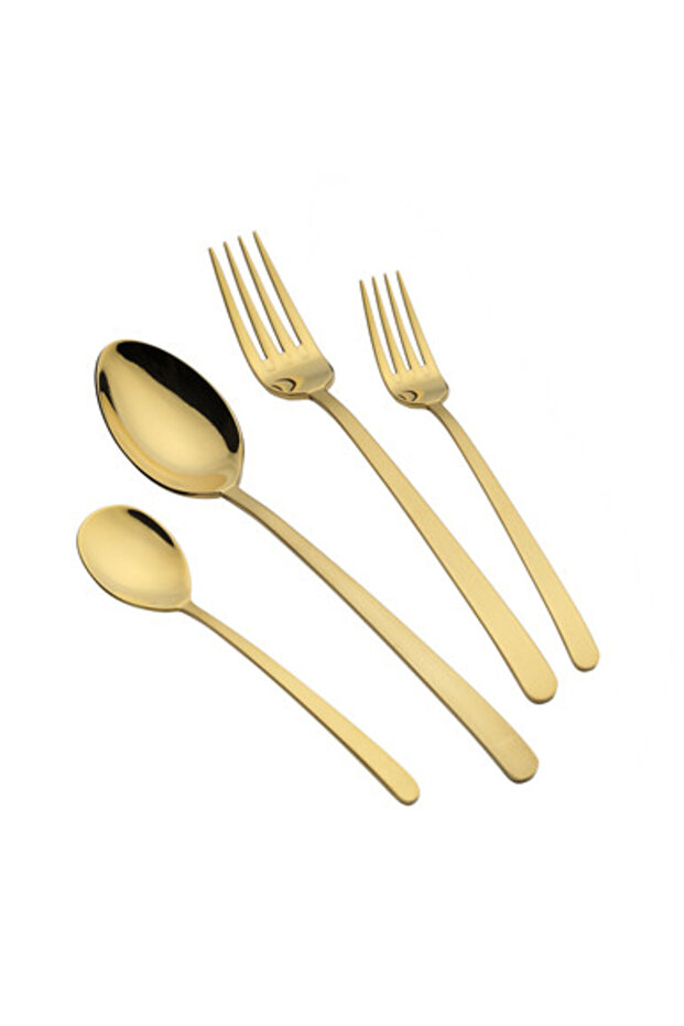 48-piece Gold Sandblast Cutlery Set with Stand