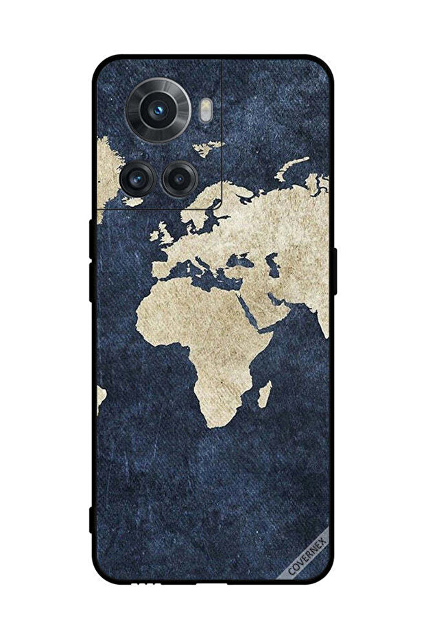 Protective Case Cover For OnePlus 10R Map On Jeans Pattern