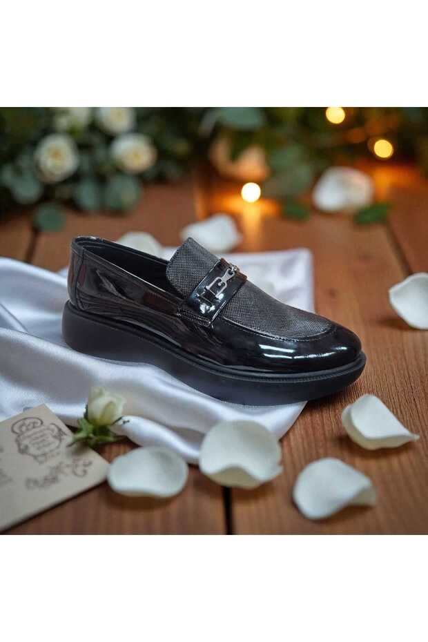 Men's Patent Leather Lace-Up Face Laser Printed Henna Wedding Special Day Poly Light High Sole Shoes