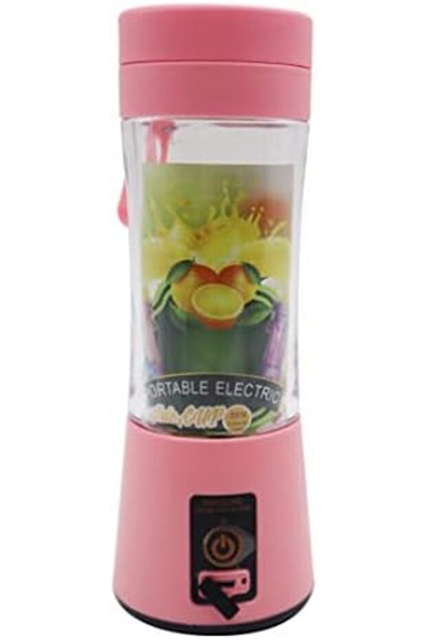 YU WELL Portable Electric USB Juicer Blender - 380ml, 6 Blades, Pink