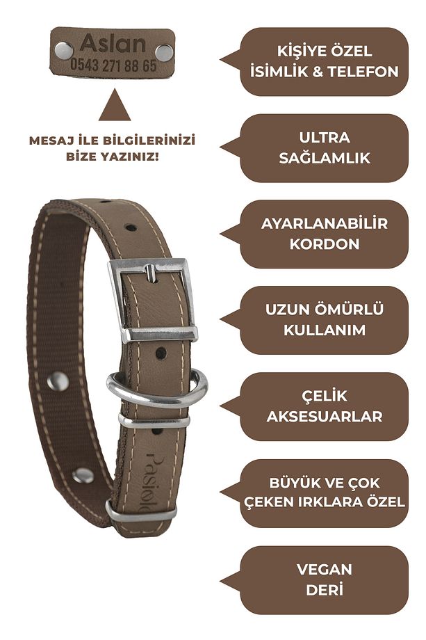 Köpek İsimli Deri Boyun Tasması | Büyük Ve Orta Irk Köpek Boyun Tasması | Kişiselleştirilebilir - 3
