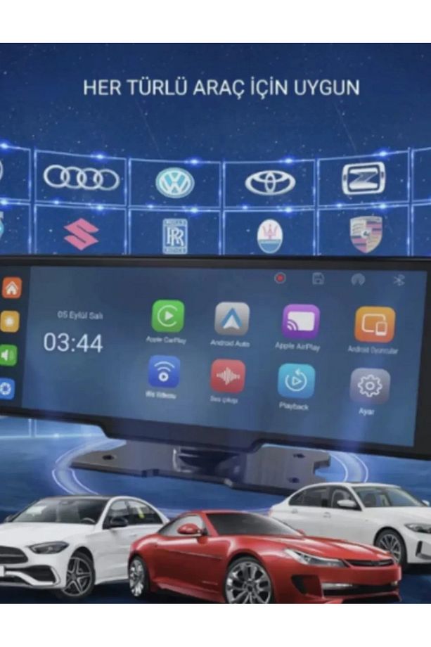 Carplay Apple Android Uyumlu 10.2 İnç Büyük Ekran Tak Çalıştır 4K Ön/Arka Çift Kameralı Araç Ekranı - 5