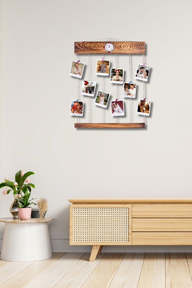 إطار صور حائطي مع ساعة برباط - 50 × 60 سم