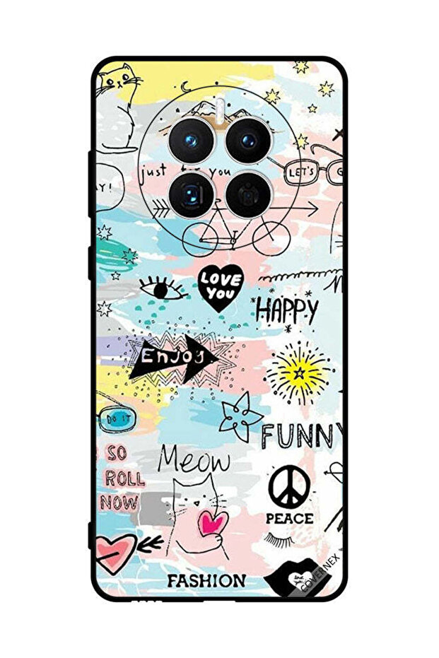 Protective Case Cover For Huawei Mate 50E Doodle Meow Enjoy