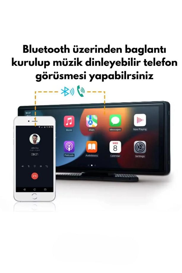 Carplay Apple Android Uyumlu 10.2 İnç Büyük Ekran Tak Çalıştır 4K Ön/Arka Çift Kameralı Araç Ekranı - 6