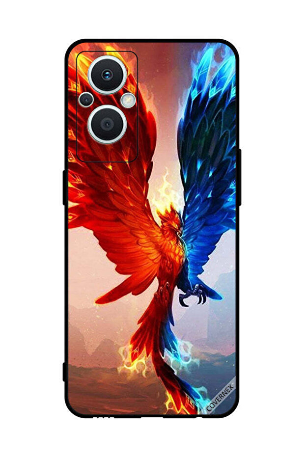 غطاء حماية لهاتف Oppo Reno 7 Lite - خلفية نسر النار والماء