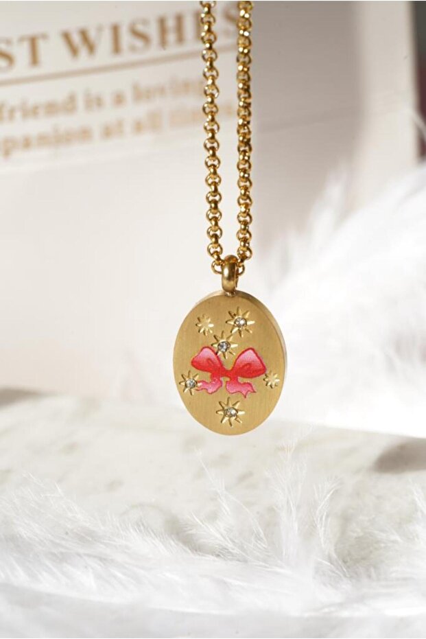 Stainless Steel Pink Ribbon Locket Necklace
