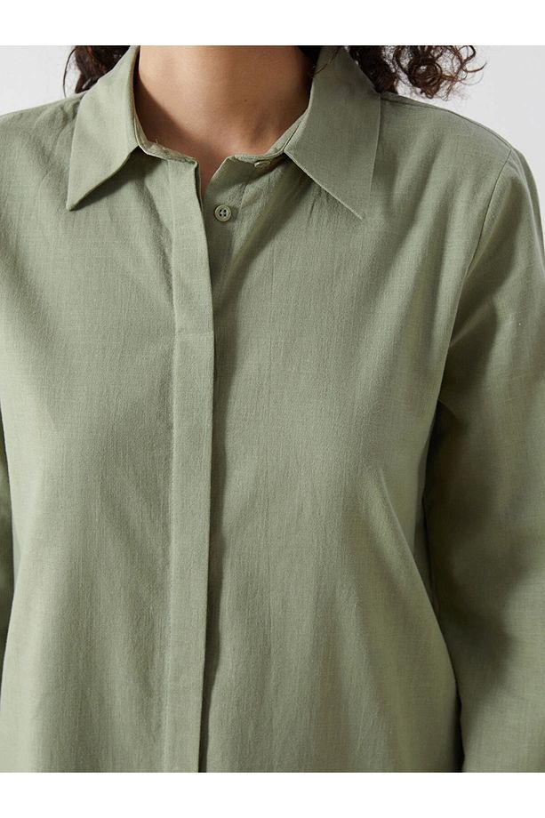 LCW Modest Yeşil Regular Fit Kadın Gömlek Tunik - 3