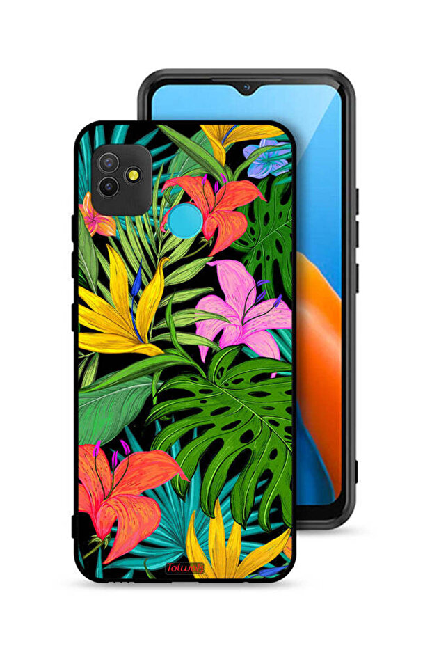 Tecno Pop 5 Protective Case Cover Pattern Tropical Flowers Leaves