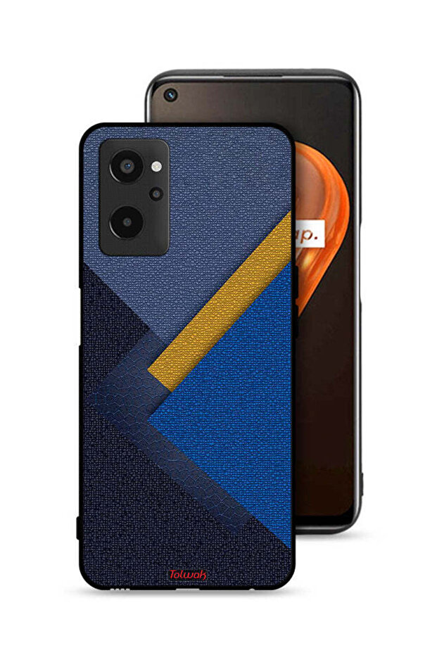 غطاء حماية لهاتف Realme 9i 4G بنقشة مثلثات جلدية