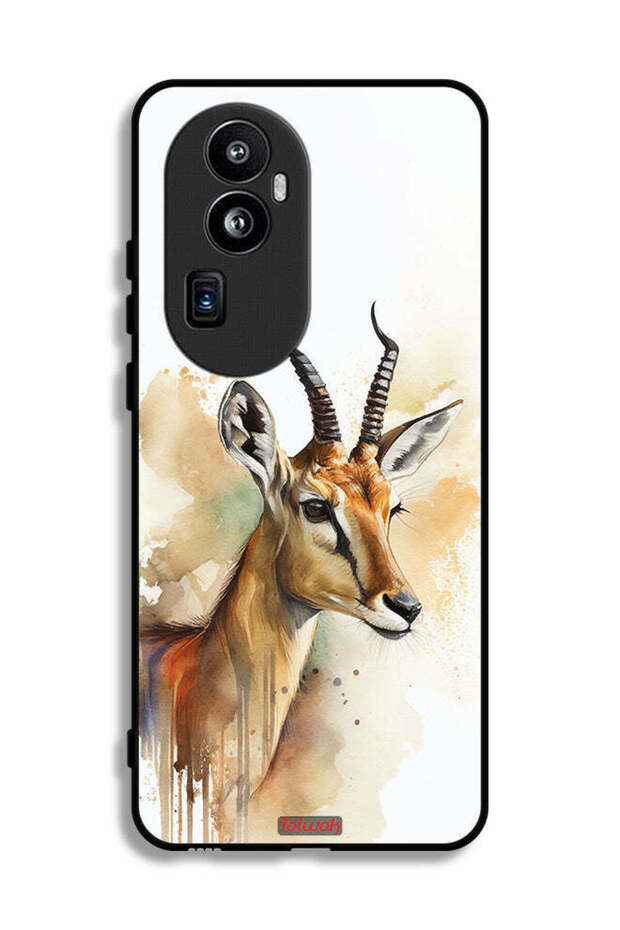 غطاء حماية لهاتف Oppo Reno10 Pro Plus بتصميم فن تجريدي للغزلان