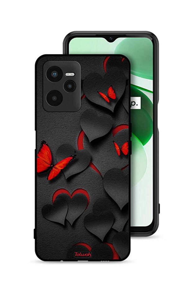 Realme C35 Protective Case Cover Hearts And Butterflies Pattern