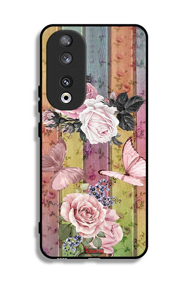 Honor 90 Protective Case Cover Peach Butterflies And Roses