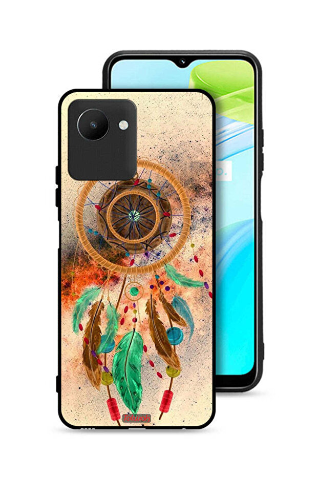 غطاء حماية لهاتف Realme C30s بتصميم ريش ماندالا معلق