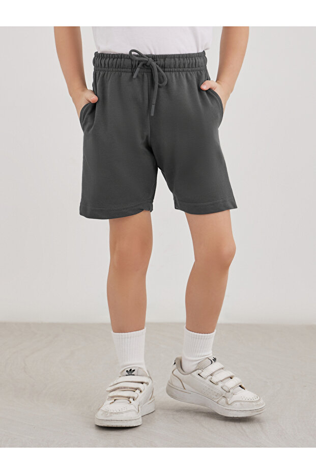 Solid Shorts with Drawsting - 1