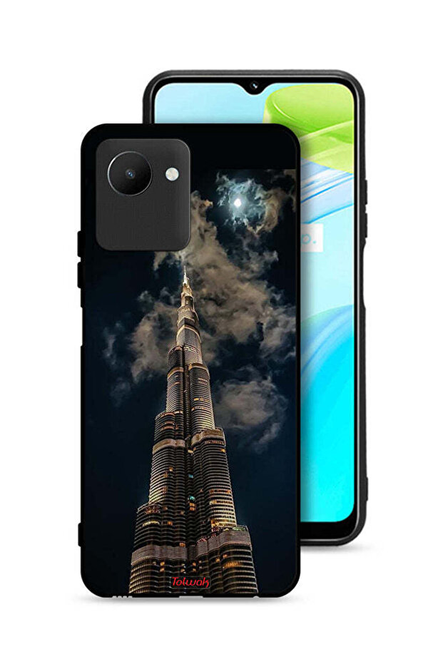 غطاء حماية لهاتف Realme C30s بتصميم برج خليفة في الليل