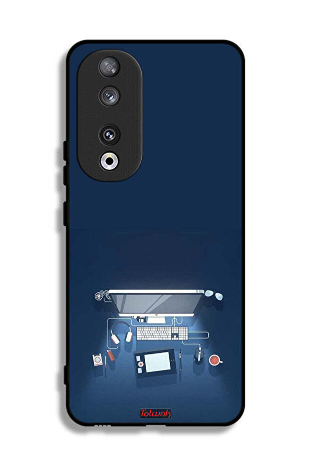 غطاء حماية لجهاز Honor 90 بتصميم فني لمكتب الكمبيوتر