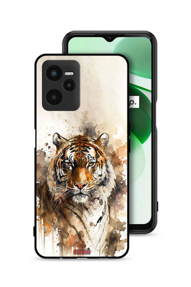 غطاء حماية Realme C35 بتصميم فن تجريدي بنقشة جلد النمر