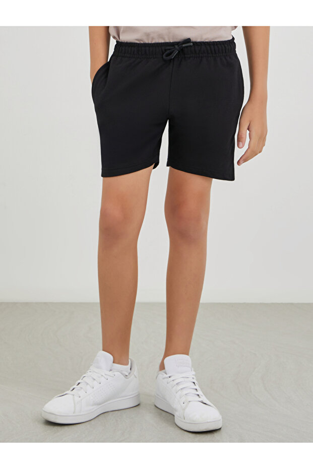 Solid Shorts with Drawstring - 1