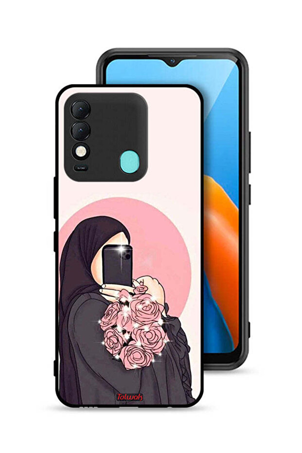 غطاء حماية لهاتف Tecno Spark 8 بتصميم فن التقاط صور سيلفي مع حمل الزهور